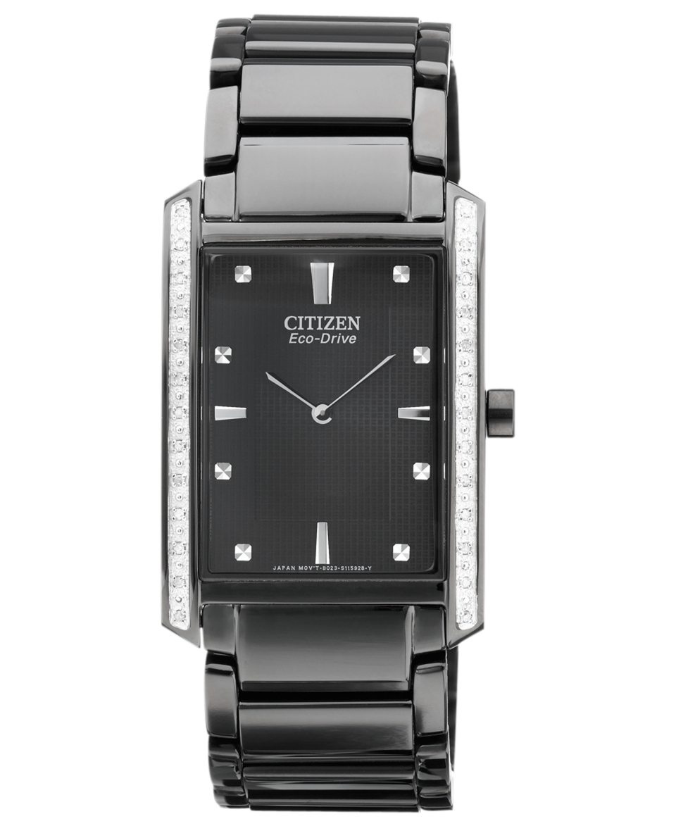 Citizen Watch, Mens Eco Drive Palidoro Diamond Accent Black Ion