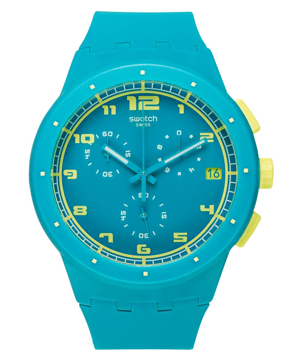 Swatch Watch, Unisex Swiss Chronograph Acid Drop Light Blue Silicone