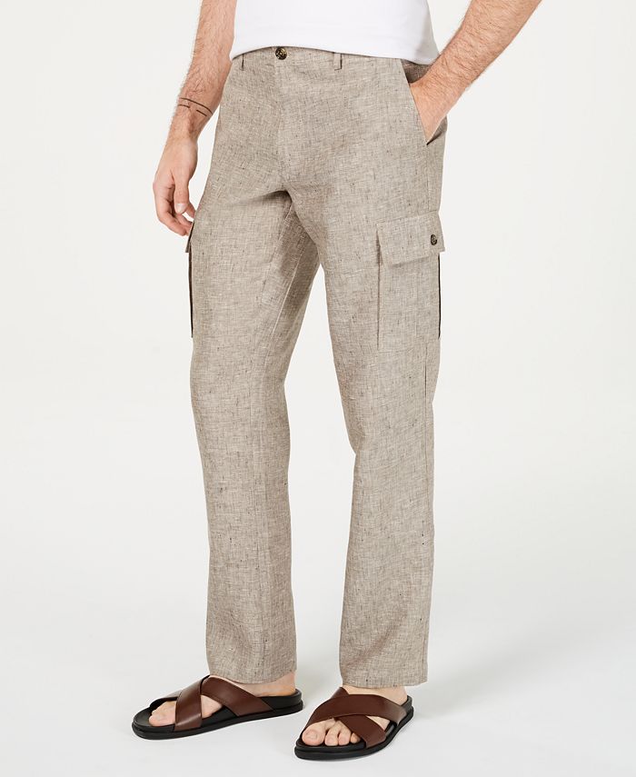 Tasso Elba Men's Chambray Linen Cargo Pants, Created for Macy's