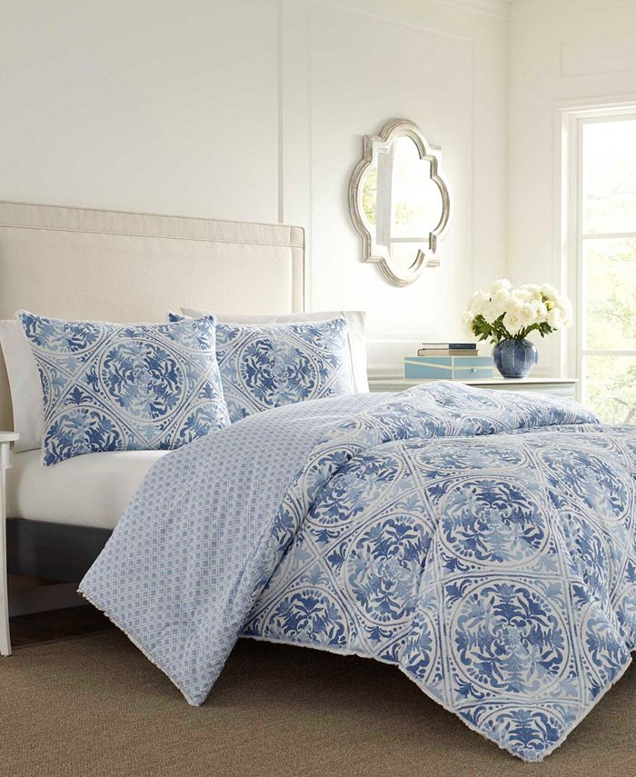 Laura Ashley Mila Blue Comforter Set Full Queen Reviews Comforters Fashion Bed Bath Macy S