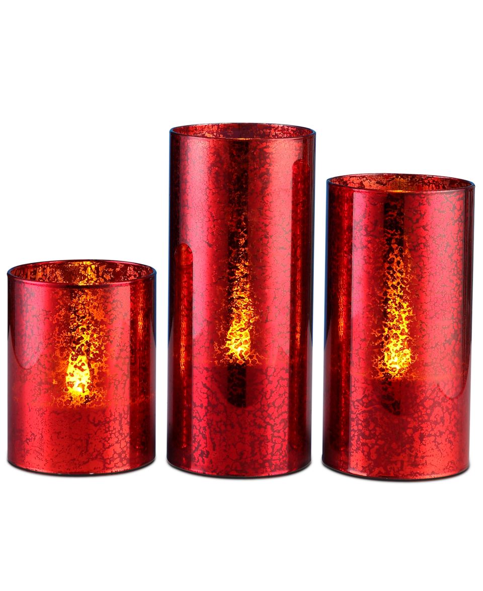 Napco Christmas Candles, Set of 3 LED Pillars