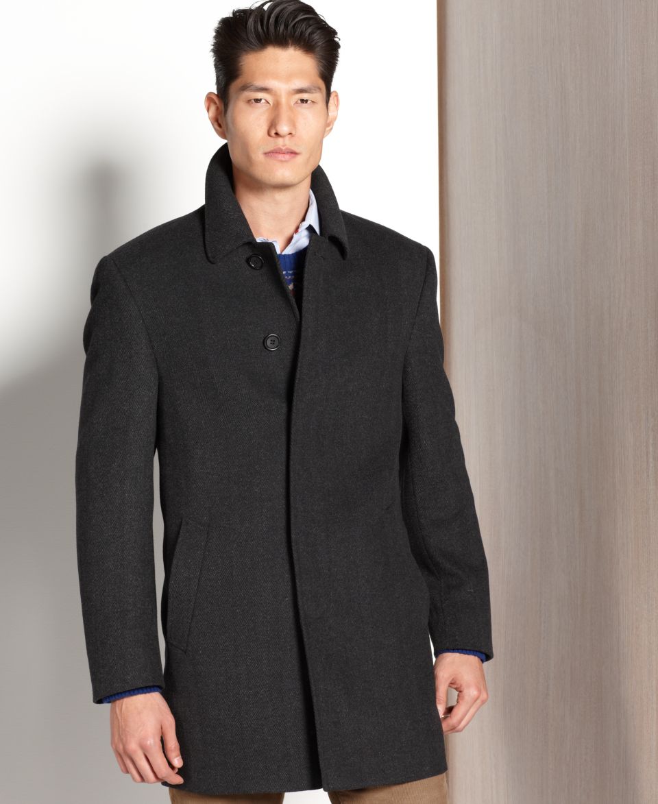 Lauren by Ralph Lauren Coat, Navy Plaid Toggle Overcoat   Mens Coats