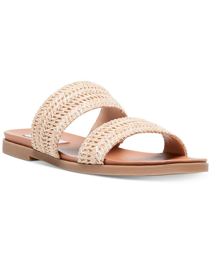 brown woven slide sandals