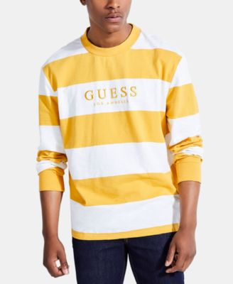 guess yellow and white striped shirt