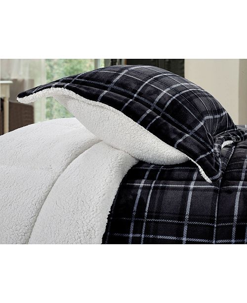 Elegant Comfort Softest Coziest Heavy Weight Plaid Pattern Micromink Sherpa Backing Premium Quality Down Alternative Micro Suede 3 Piece Reversible Comforter Set Full Queen Reviews Bed In A Bag