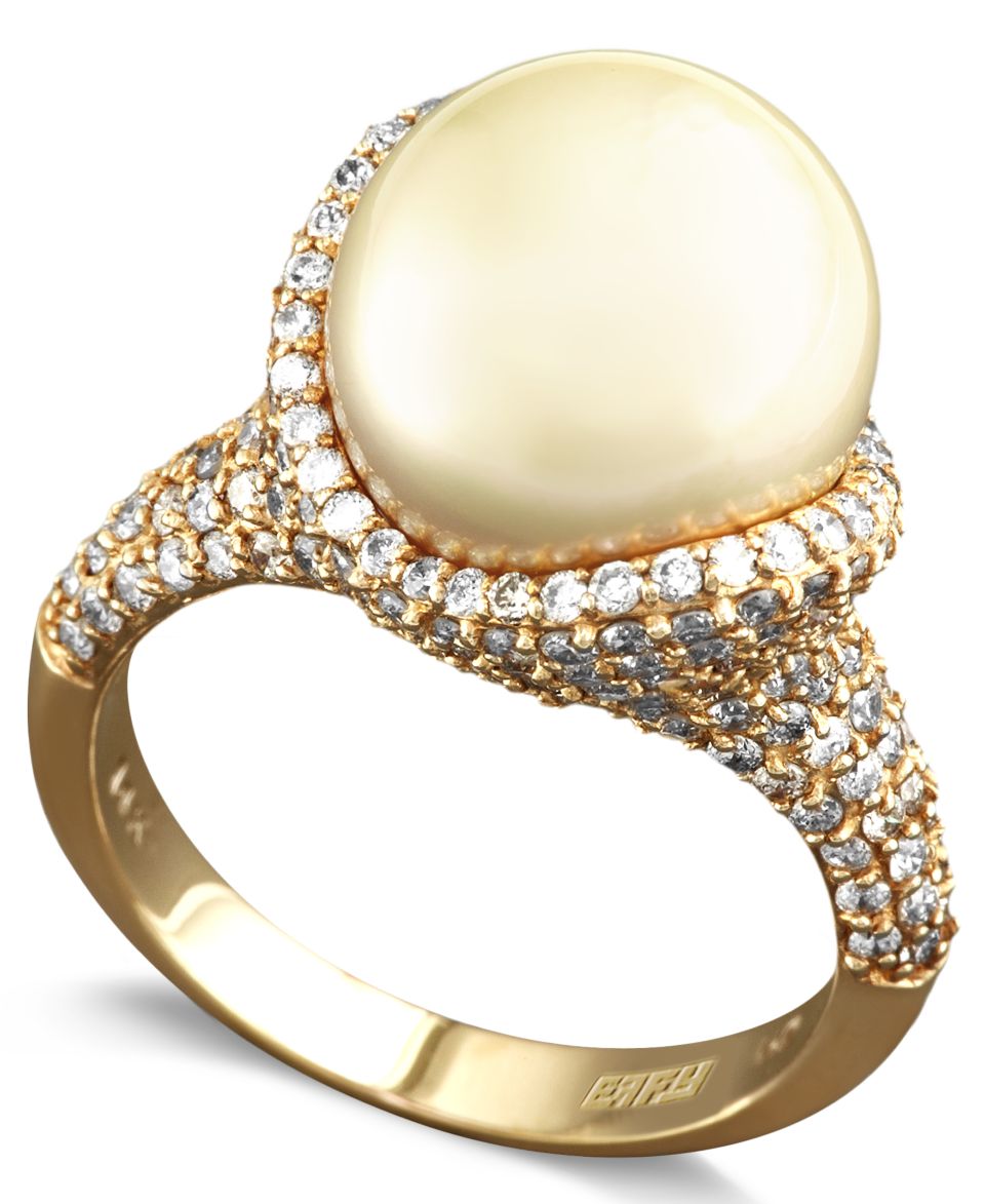 EFFY Collection 14k Gold Ring, Cultured Golden South Sea and Diamond