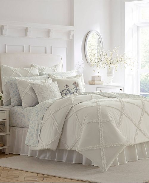 Laura Ashley Adelina White Comforter Set Twin Reviews Comforters Fashion Bed Bath Macy S