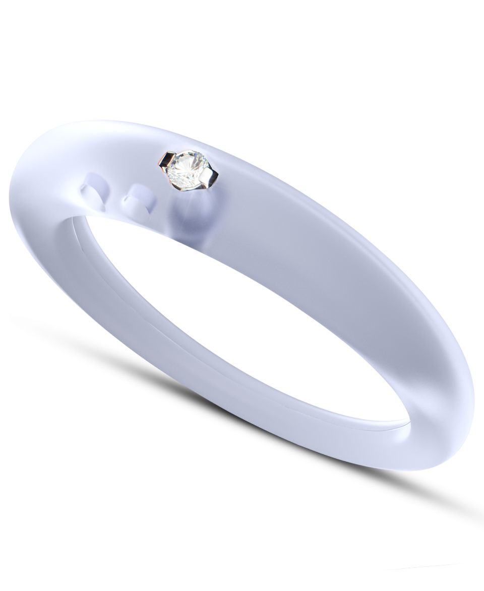 DUEPUNTI Silver and Silicone Ring, Diamond Accent Sky Ring   Rings