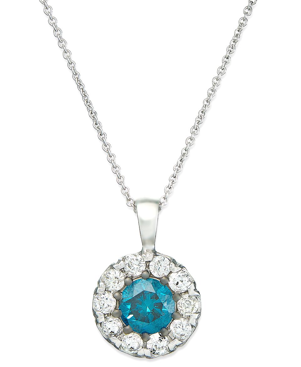 Bella Bleu by EFFY Blue and White Diamond Accent Pendant in 14k White Gold   Necklaces   Jewelry & Watches