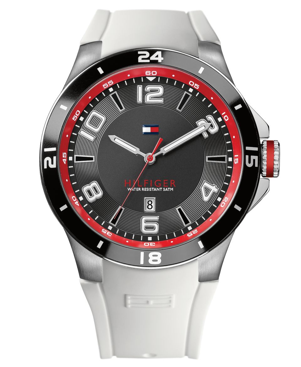 Tommy Hilfiger Watch, Mens White Silicone Strap 44mm 1790864