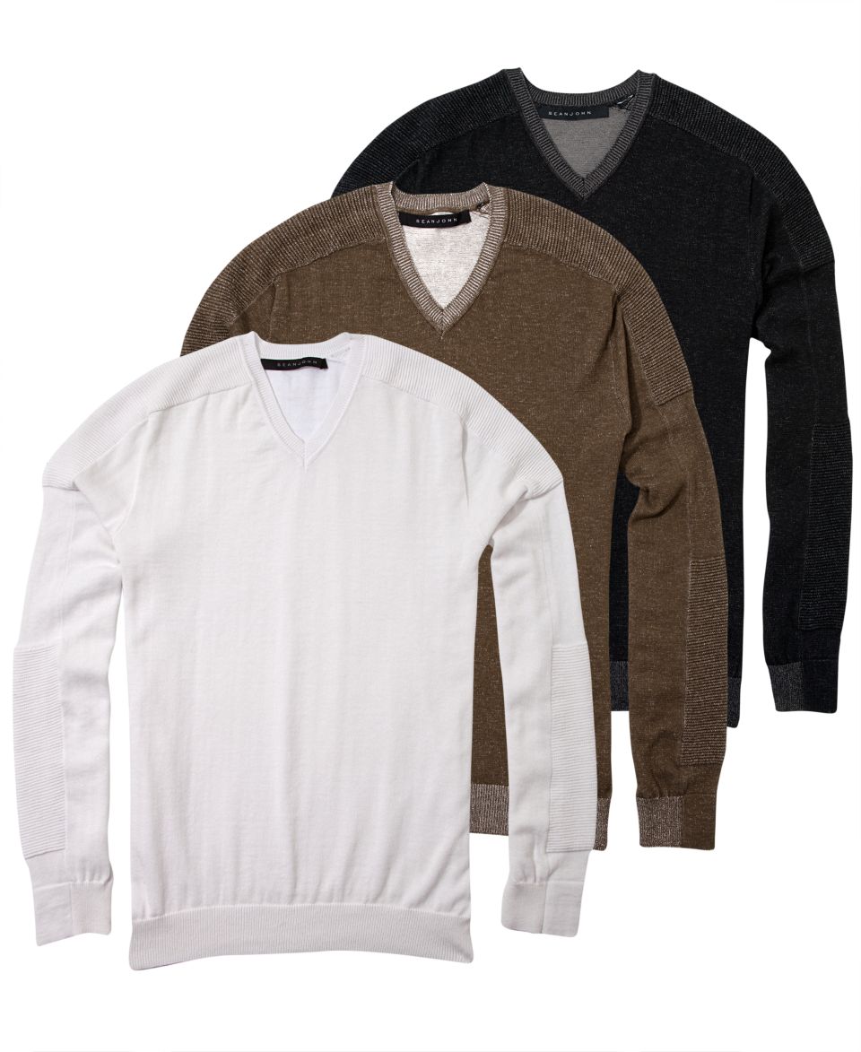 Sean John Sweater, Multi Stitch Shawl Sweater   Mens Sweaters