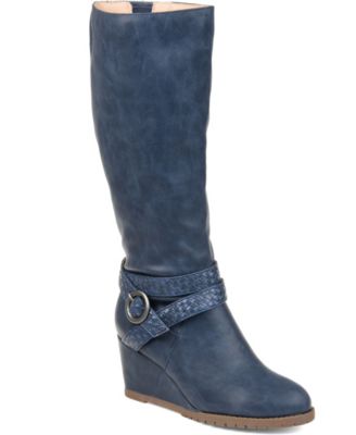 wide calf wedge boots