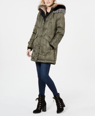 1 madison fur trim hooded coat