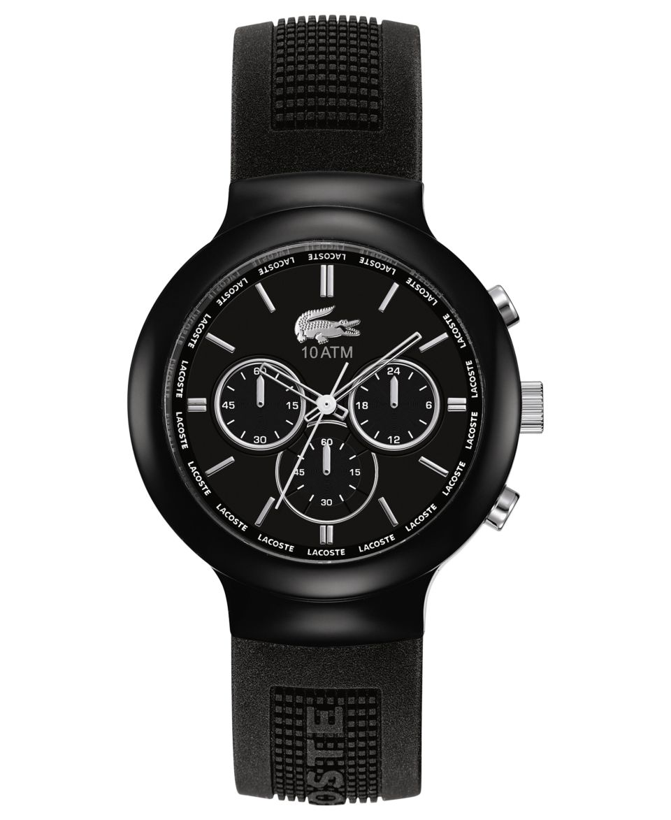 Lacoste LVE Watch, Mens Chronograph Borneo Black Silicone Strap 44mm