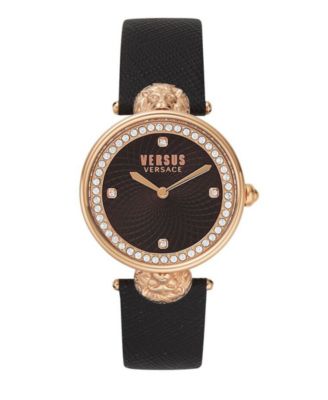 versace black leather watch