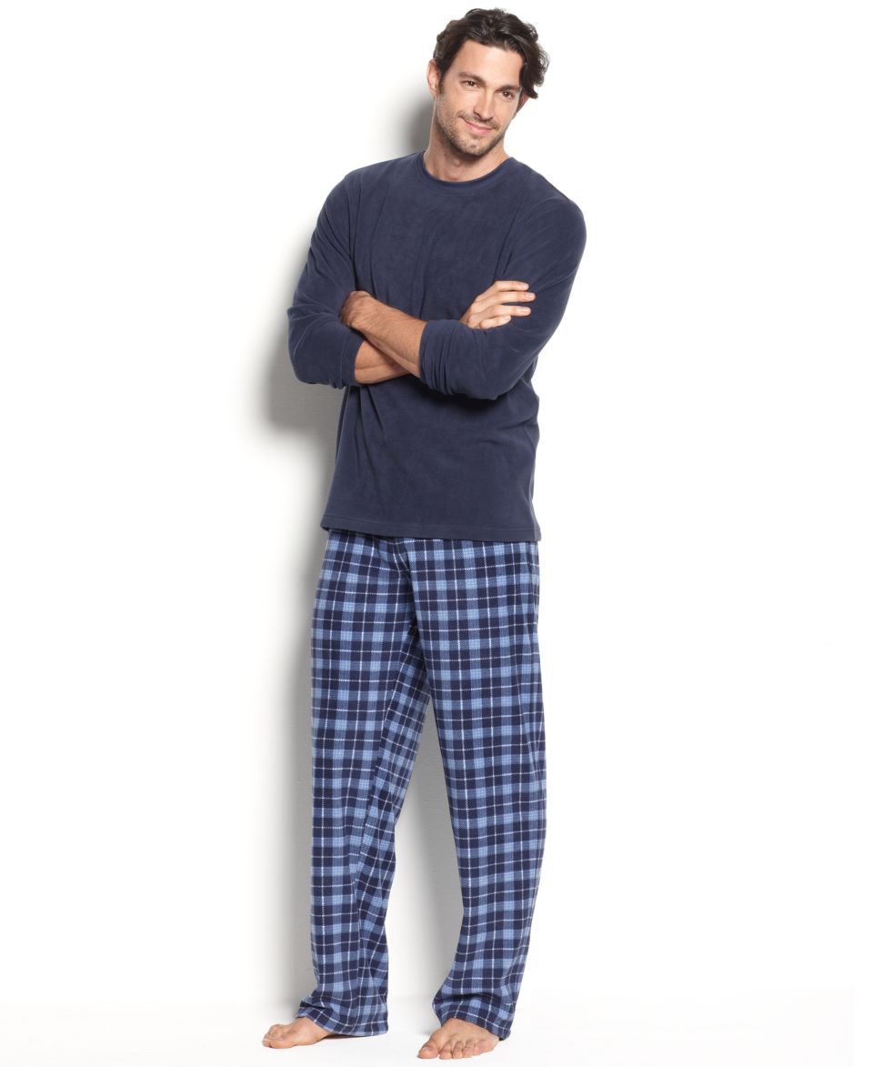 Club Room Sleepwear, Fleece Crew and Pant Set