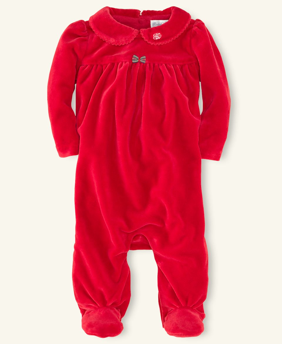 Ralph Lauren Baby Coverall, Baby Girls Velour Footed Coverall