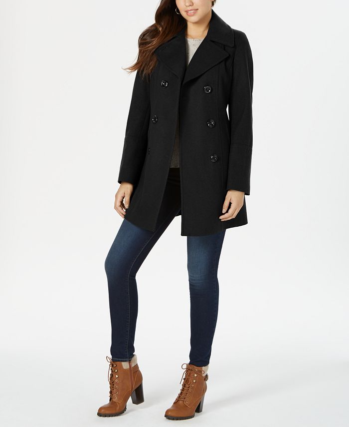 Anne Klein Double-Breasted Peacoat, Created for Macy's & Reviews ...