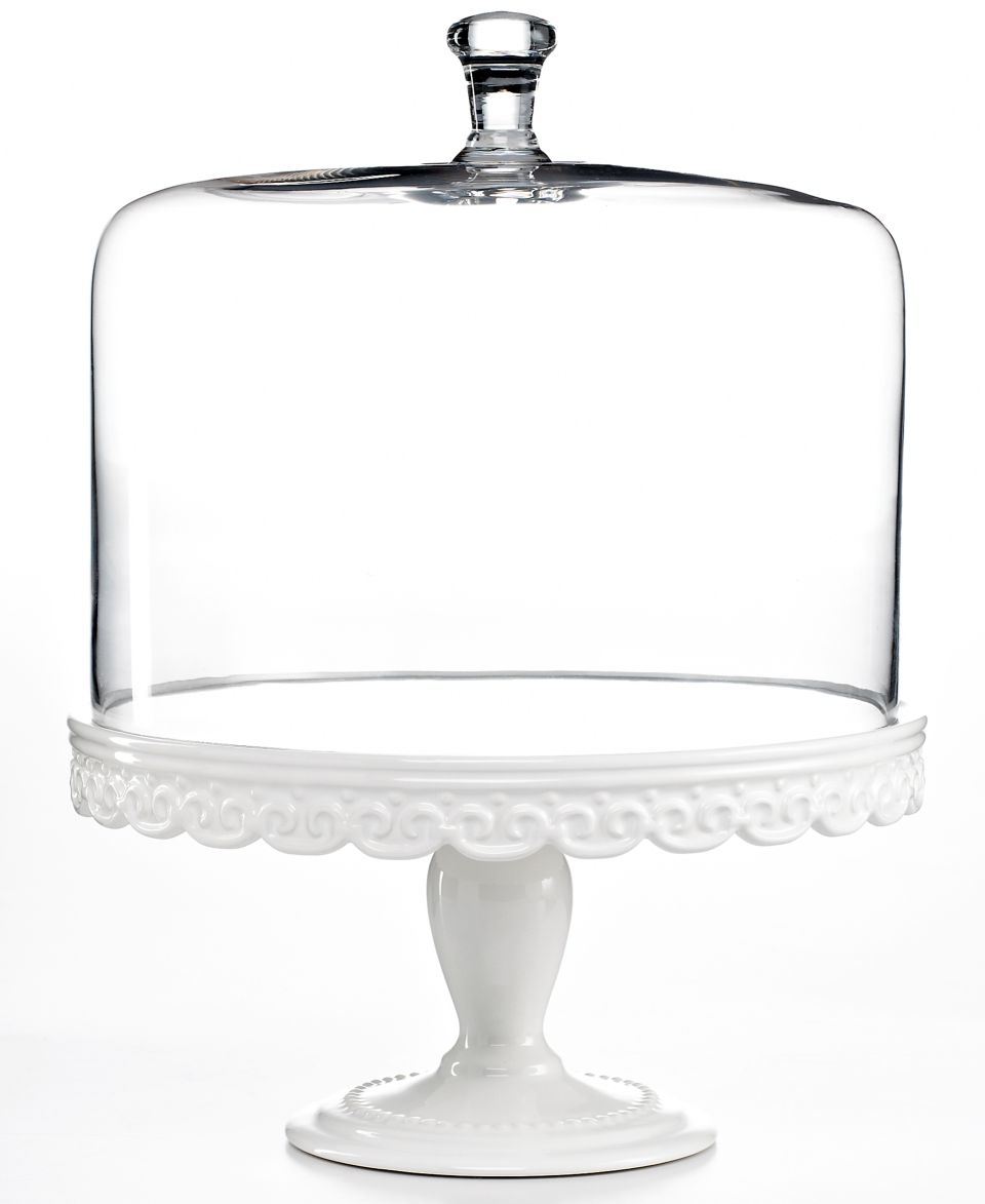 Martha Stewart Collection Serveware, Embossed Cake Stand with Dome