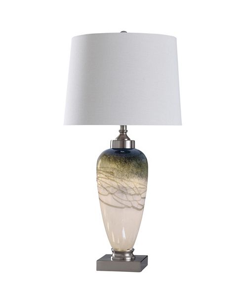 Stylecraft Elstree 35in Glass Body And Metal Base Table Lamp With Led Night Light In Base Reviews Furniture Macy S