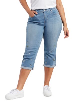 plus size blue jean capris