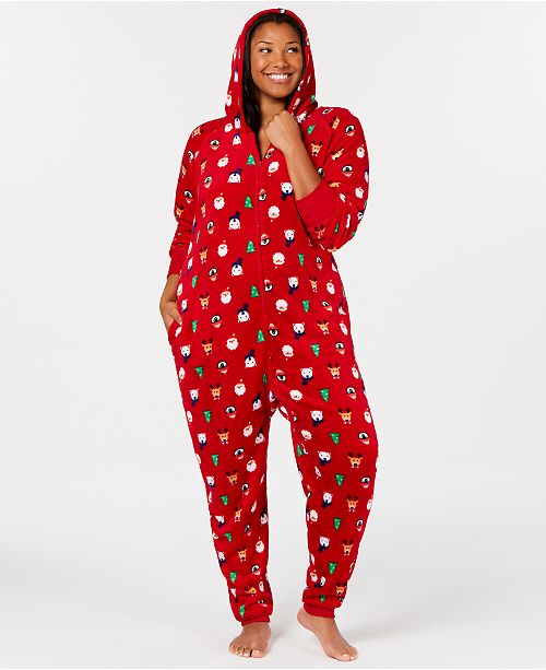Family Pajamas Matching Plus Size Santa And Friends Hooded Pajamas Created For Macy S Reviews Bras Panties Lingerie Women Macy S