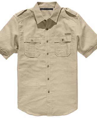Sean John Shirt, Short Sleeved Linen-Blend Shirt - Casual Button-Down ...