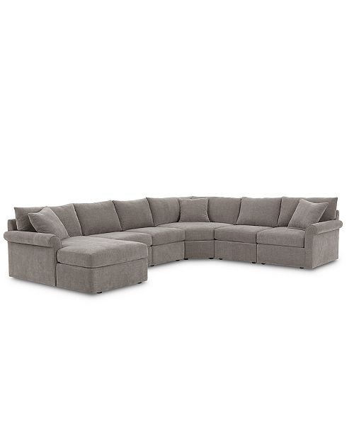 Furniture Wedport 6 Pc Fabric Modular Chaise Sectional Sofa With Wedge Corner Piece Created For Macy S Reviews Furniture Macy S