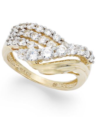 14k Gold Ring, Diamond (1 Ct. T.w.) 4 Row Intersecting Ring | Vita