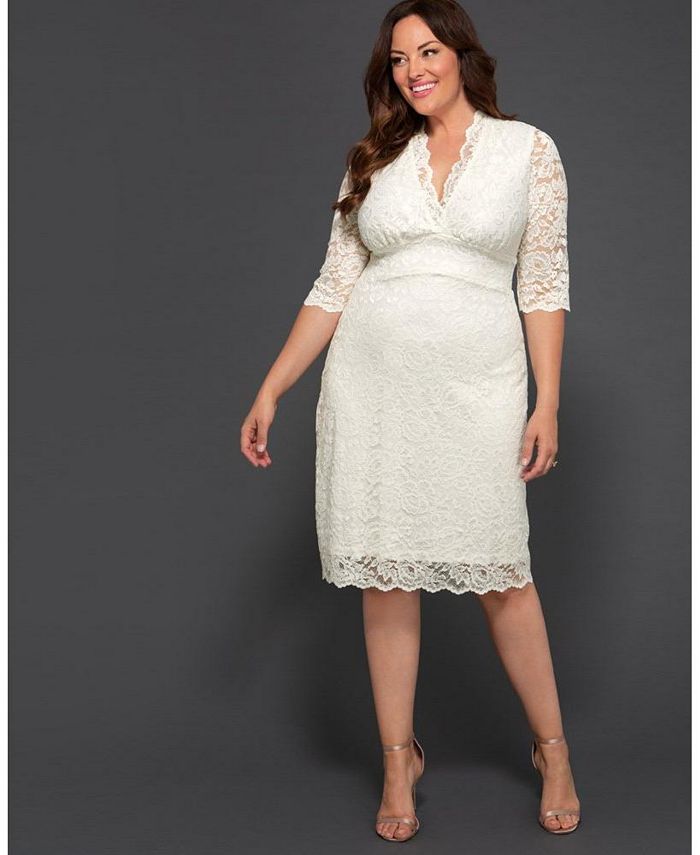 Kiyonna Women's Plus Size Luxe Lace Wedding Dress & Reviews - Dresses ...
