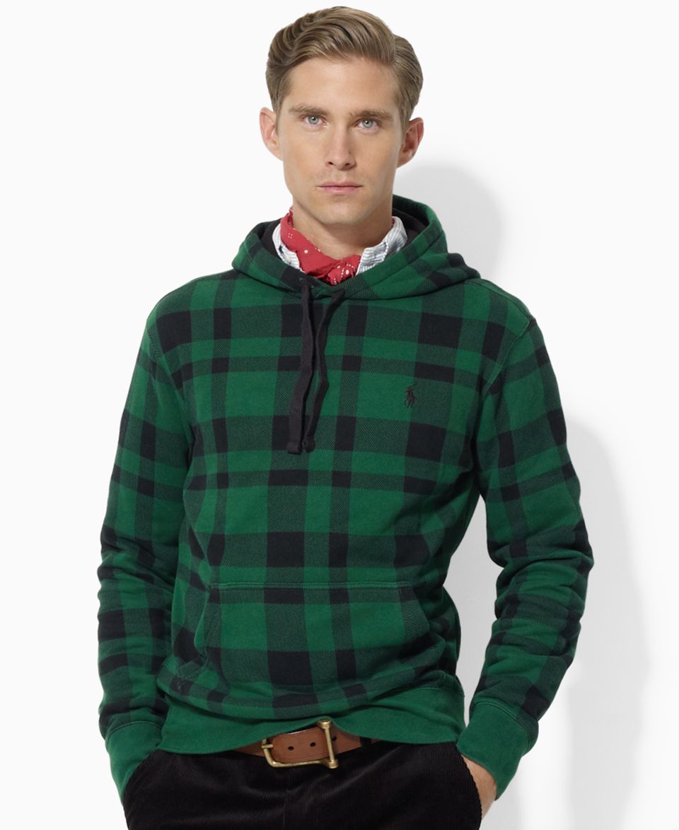 Polo Ralph Lauren Hoodie, Classic Fit Fleece Plaid Pullover Hoodie