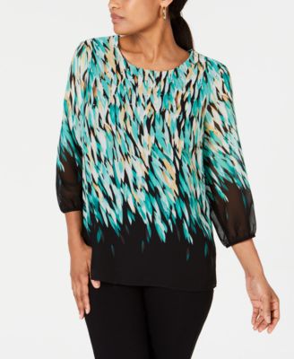 JM Collection Plus Size Printed Cold-Shoulder Top, Created for Macy's -  Macy's