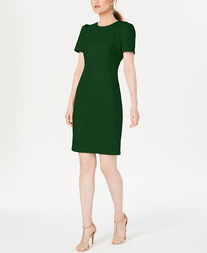 Calvin Klein Faux-Suede Scuba Sheath Dress & Reviews - Dresses - Women ...