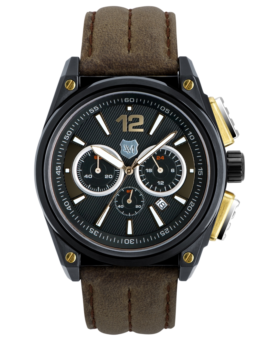 Andrew Marc Watch, Mens Chronograph GIII Racer Sand Leather Strap