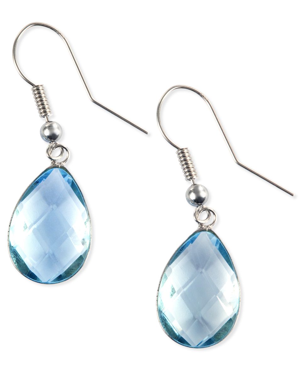 EFFY Blue Topaz Pear Brio Drop Earrings (13 1/5 ct. t.w.) in 14k White Gold   Earrings   Jewelry & Watches