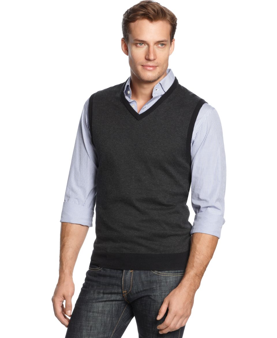 Tasso Elba Vest, Birdseye Textured Sweater Vest