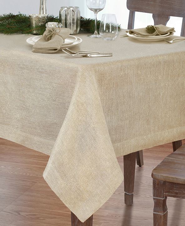 Villeroy & Boch La Classica Luxury Metallic Linen Fabric Tablecloth, 70"x146" & Reviews Table