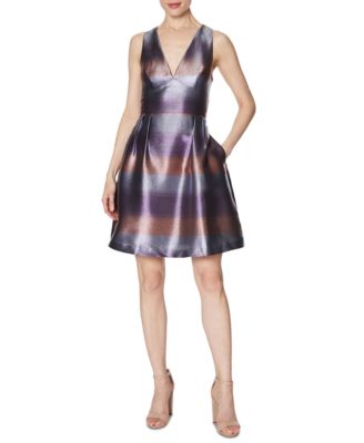 metallic fit and flare dress