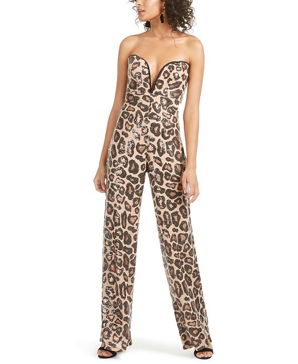 SHO Strapless Sequined Animal-Print Jumpsuit & Reviews - Pants ...