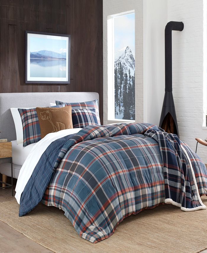 This bedding will transform your guest bedroom into an elegant dream. shasta lake navy comforter set king