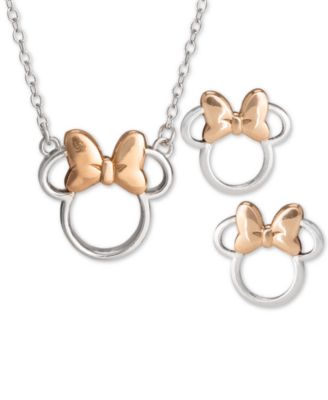 minnie mouse necklace and earring set