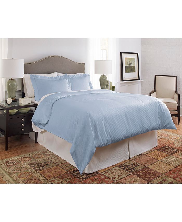 Enzyme washed fabric creating softer hand feel. 450 thread count dobby cotton king california king duvet set