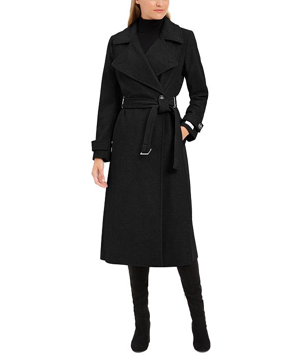 Calvin Klein Belted Wrap Coat & Reviews - Coats - Women - Macy's