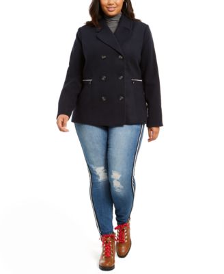 plus size navy pea coat