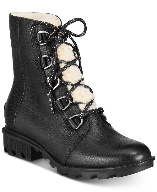 Sorel Women S Phoenix Short Lace Shearling Boots Reviews Boots Shoes Macy S