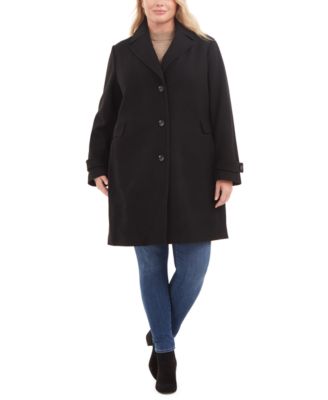 Single-Breasted Notch Collar Wool Coat 