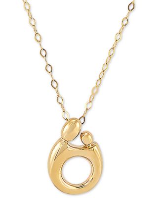 14k gold mother and child necklace