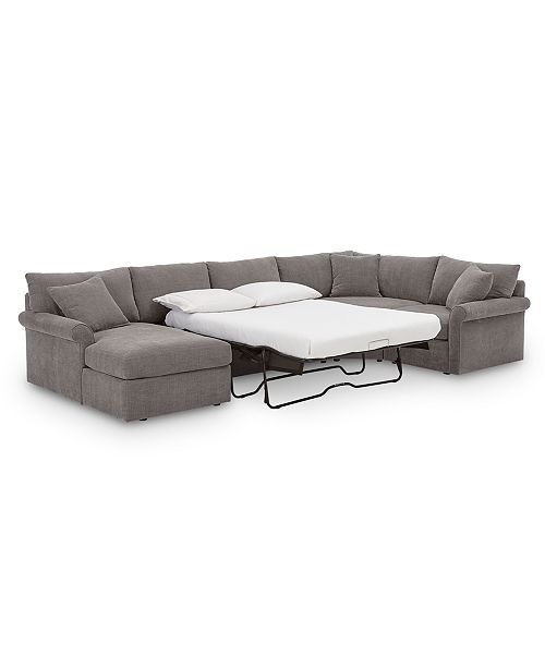 Furniture Wedport 4 Pc Fabric Modular Chaise Sleeper Sectional Sofa With Wedge Corner Piece Created For Macy S Reviews Furniture Macy S