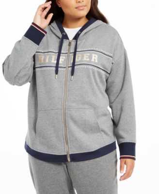 plus size zip front hoodie