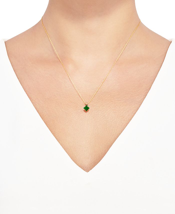 Macy's Lab Created Emerald 18" Pendant Necklace (1/2 ct. t.w.) in 14k